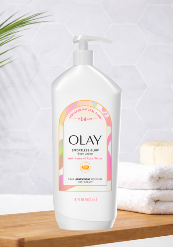 Olay Effortless Glow Hydrating Body Lotion with Notes of Rose Water, 18 fl oz