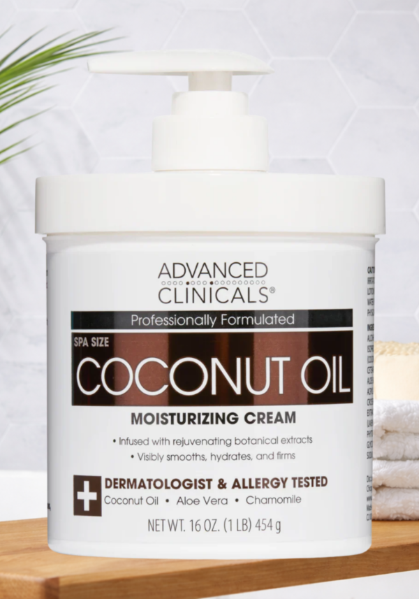 Advanced Clinicals Coconut Oil Body Cream Moisturizer Lotion, 16oz