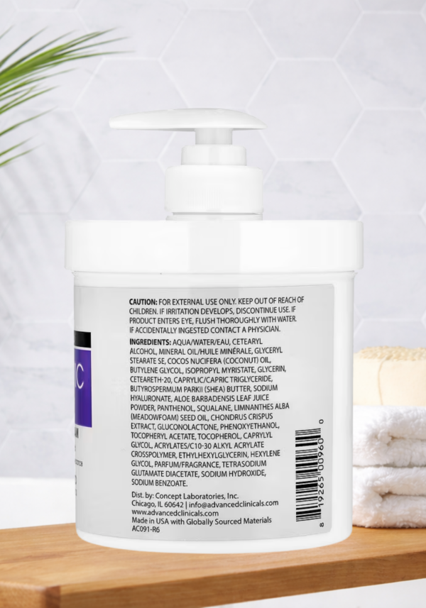 Advanced Clinicals, Hyaluronic Acid, Hydrating Body Cream, 16 oz (454 g)