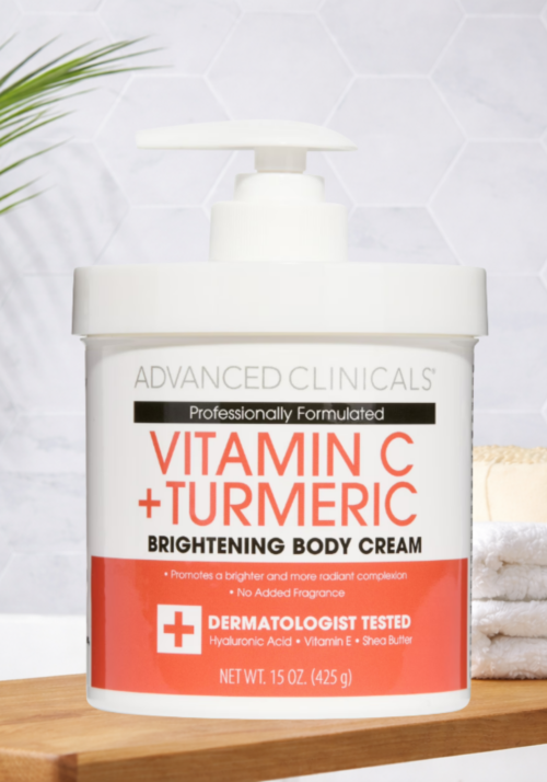 Advanced Clinicals Vitamin C Cream Dry Skin Rescue Skin Care Face & Body Cream Infused W/Turmeric, Vitamin E, Shea Butter. Firming & Brightening Anti Aging Moisturizer, 15 Fl Oz