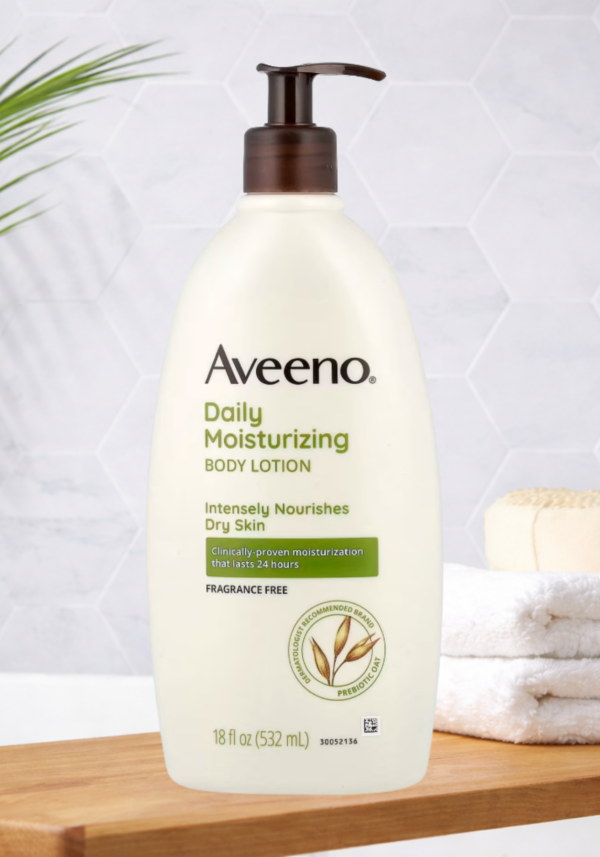Aveeno, Daily Moisturizing Body Lotion, Fragrance Free, 18 fl oz (532 ml)
