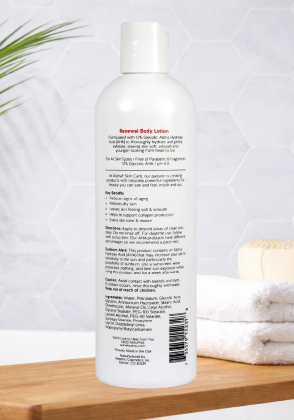 Alpha Skincare Revitalizing Body Lotion 12% Glycolic AHA pH 4, 12 Oz