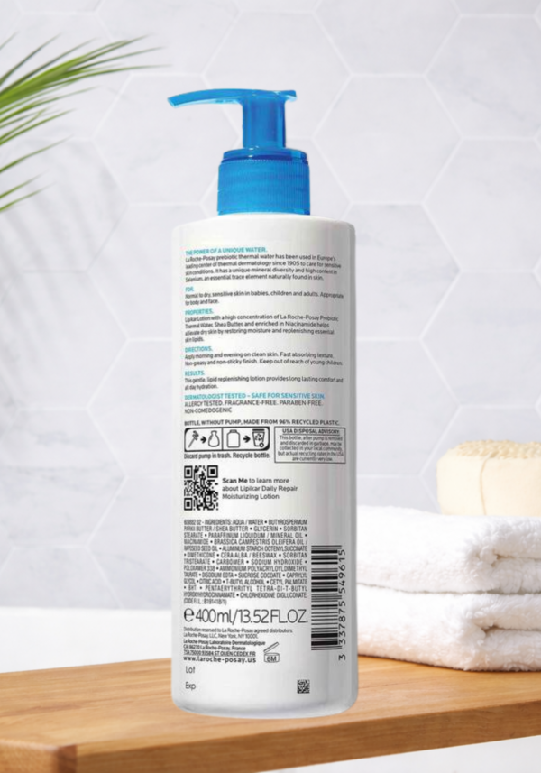 La Roche-Posay Lipikar Body Lotion Daily Repair Moisturizing Cream, Fragrance Free Body Moisturizer with Shea Butter, Body Lotion for Dry Skin, Moisturizing for Sensitive Skin
