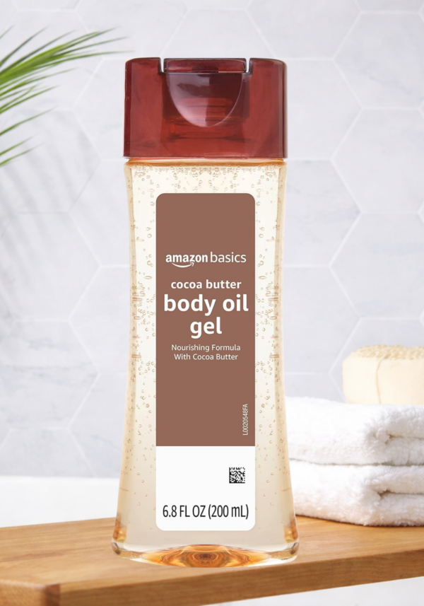 Amazon Basics Body Oil Gel with Cocoa Butter for Very Dry Skin (6.8 Fl Oz)